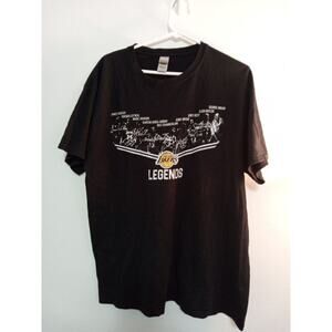 Los Angeles Lakers Legends Players Signatures, Black Short Sleeve T-Shirt, LG